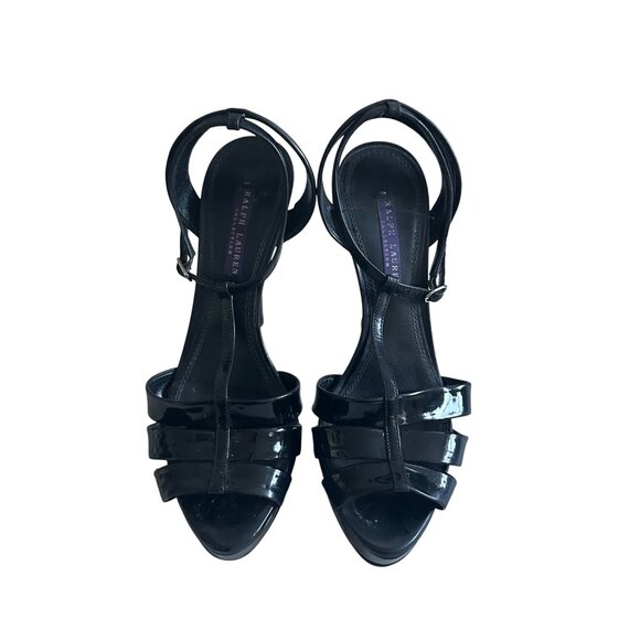 RALPH LAUREN Collection Purple Label Black Patent Leather Platform Heels Size 38 - Picture 4 of 9